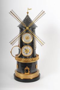 An extremely rare French 'pendule industrial' wind mill with automaton, barometer and two thermometers, circa 1880 - image 4
