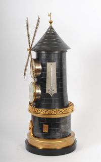 An extremely rare French 'pendule industrial' wind mill with automaton, barometer and two thermometers, circa 1880 - image 3