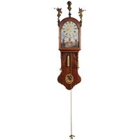 Een zeldzame eiken Friese staartklok met ongebruikelijke mechaniek en geanimeerde molens, omstreeks 1820 - afbeelding 2