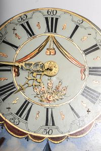 Een zeldzame eiken Friese staartklok met ongebruikelijke mechaniek en geanimeerde molens, omstreeks 1820 - afbeelding 7