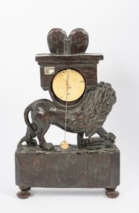Nice French Louis XVI Small Wooden Lion Pendule, circa 1770 - afbeelding 2