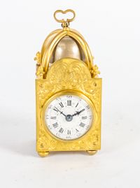 Lovely Fire Gilded Miniature Traveling Clock Signed  "Planchon a Paris" - image 1