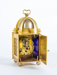 Lovely Fire Gilded Miniature Traveling Clock Signed  "Planchon a Paris" - image 2