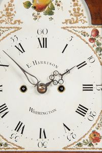 Een charmante mahoniehouten Engelse landelijke wandklok van Harrison, cica 1770. - afbeelding 2
