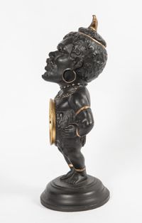 Decorative Polychrome French White Metal Time Piece Clock Figure, circa 1880 - image 3