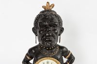Decorative Polychrome French White Metal Time Piece Clock Figure, circa 1880 - image 4