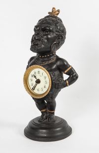 Decorative Polychrome French White Metal Time Piece Clock Figure, circa 1880 - image 7