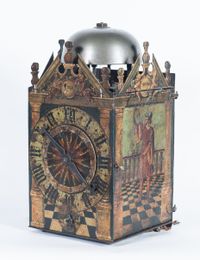 A very early German late 16th century painted chamber clock, circa 1580 - image 1