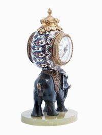 Cute miniature time piece pendulum of a bronze elephant carrying the movement  - image 3