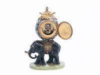 Cute miniature time piece pendulum of a bronze elephant carrying the movement  - image 5
