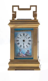 A charming small French 'Sevres' panelled ormolu carriage clock, circa 1900 - image 6
