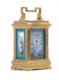 A charming small French 'Sevres' panelled ormolu carriage clock, circa 1900 - image 1