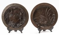 A lovely pair of far East bronze circular wall decoration circa 1880 - image 1