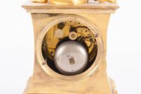 Very Charming French Empire Bronze Gilded Ormolu Clock with Elegant Lady Playing the Dices by Deniere - image 2