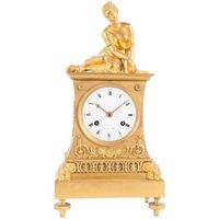 Very Charming French Empire Bronze Gilded Ormolu Clock with Elegant Lady Playing the Dices by Deniere - image 5
