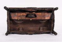 Very Nice Marquetry Inlaid Miniature Desk on Beautiful Curved Feet - image 2