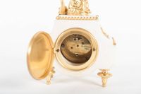 Nice Decorative Miniature Three-Piece White Marble and Ormolu Clock Set - image 2