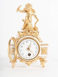 Nice Decorative Miniature Three-Piece White Marble and Ormolu Clock Set - image 5