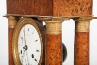 A good  well figured Empire burr walnut 4 pillar table regulator, signed - image 3