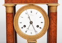 A good  well figured Empire burr walnut 4 pillar table regulator, signed - image 4