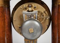 A good  well figured Empire burr walnut 4 pillar table regulator, signed - image 6