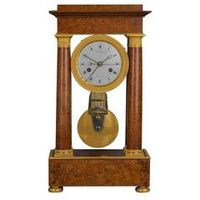 A good  well figured Empire burr walnut 4 pillar table regulator, signed - image 1