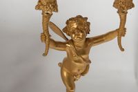 A pair of two armed empire ormolu candlestick with Cupids, Circa 1820 - image 5