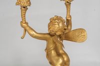 A pair of two armed empire ormolu candlestick with Cupids, Circa 1820 - image 6
