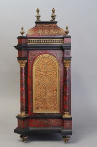 A good late 19th century English boulle work quarter chiming mantel clock - image 4