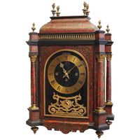 A good late 19th century English boulle work quarter chiming mantel clock - image 1