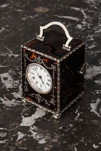 The small English tortoiseshell and silver carriage clock circa 1902 - afbeelding 8