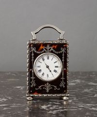 The small English tortoiseshell and silver carriage clock circa 1902 - afbeelding 1