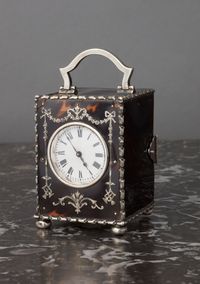 The small English tortoiseshell and silver carriage clock circa 1902 - afbeelding 9