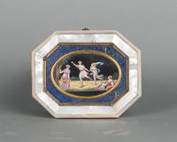 An unusual pair of octagonal paintings on porcelain with Lapis Lazuli, circa 1830 - image 3