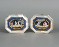 An unusual pair of octagonal paintings on porcelain with Lapis Lazuli, circa 1830 - image 2