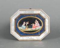 An unusual pair of octagonal paintings on porcelain with Lapis Lazuli, circa 1830 - image 4
