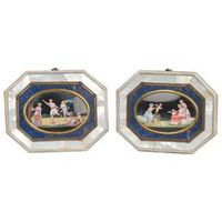 An unusual pair of octagonal paintings on porcelain with Lapis Lazuli, circa 1830 - image 1