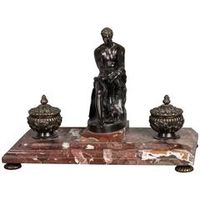 A very imposing 19th century inkwell on the marble base, circa 1860 - afbeelding 1