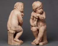 A pair of Terracotta putties sculptures signed by Mathieu de Tombay, circa 1837 - afbeelding 3