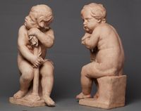 A pair of Terracotta putties sculptures signed by Mathieu de Tombay, circa 1837 - afbeelding 4