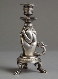 An unusual Silvered candle stick of an old man as fantasy figure, circa 1880 - image 8