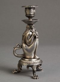 An unusual Silvered candle stick of an old man as fantasy figure, circa 1880 - image 9
