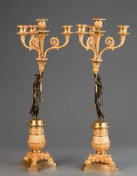 A good pair of four light empire candle sticks, circa 1820 - afbeelding 2