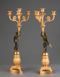 A good pair of four light empire candle sticks, circa 1820 - afbeelding 3