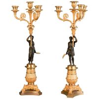 A good pair of four light empire candle sticks, circa 1820 - afbeelding 1