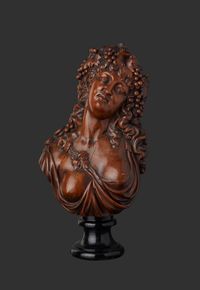 A French walnut carved bust of Bacchante, circa 1830 - image 1