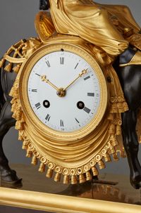 An unusual French ‘Directoire' gilt and patinated bronze mantel clock with young Arab on mule, circa 1800 - image 6