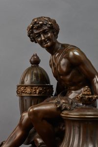 A Greek inspired marble desk inkwell featuring Adonis, with matching candlesticks, circa 1880 - image 5