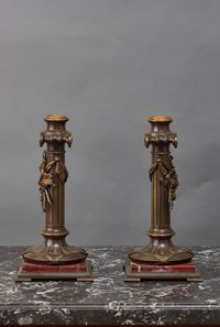 A Greek inspired marble desk inkwell featuring Adonis, with matching candlesticks, circa 1880 - image 7