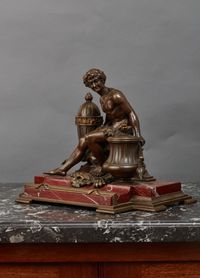 A Greek inspired marble desk inkwell featuring Adonis, with matching candlesticks, circa 1880 - image 6